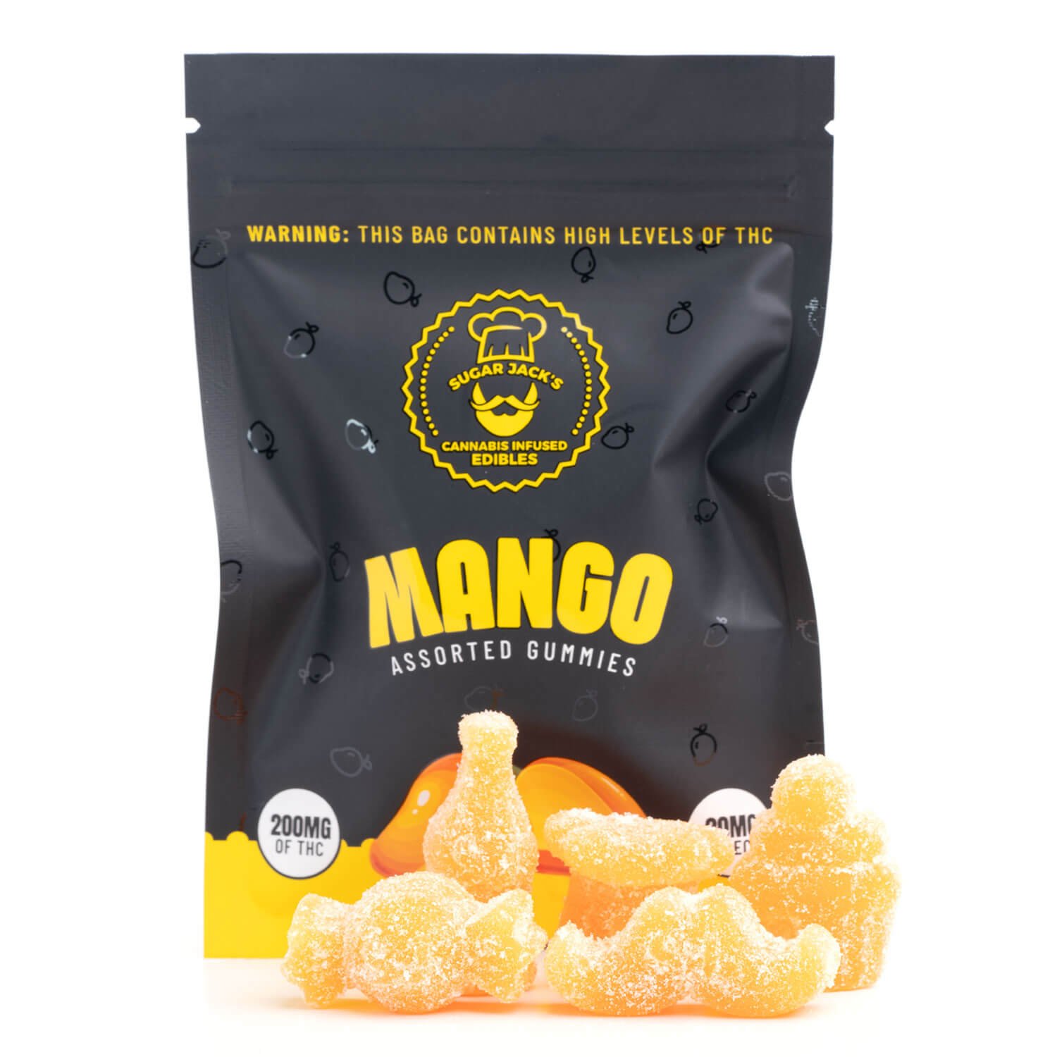 200mg THC Assorted Mango Gummies (Sugar Jack's) | Herb Approach 200mg thc assorted mango gummies sugar jacks herb approach